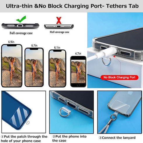 Turkalla 2Pcs 2Tether Phone Crossbody Lanyard and Wrist Strap, Universal Cell Phone Lanyard Strap with Tab