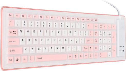 Foldable Silicone Keyboard, USB Wired 103 Keys Waterproof Rollup Keyboard for PC, Laptop, Notebook