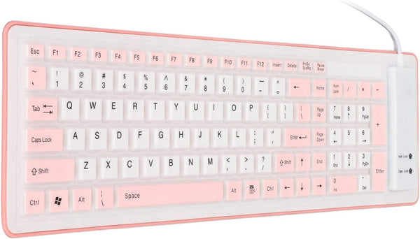 Foldable Silicone Keyboard, USB Wired 103 Keys Waterproof Rollup Keyboard for PC, Laptop, Notebook