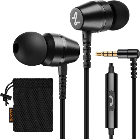 LUDOS OMNITONE Wired Earbuds, In-Ear Headphones with Microphone, 5 Year Warranty, Compatible for iPhone, Android