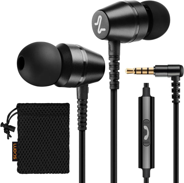 LUDOS OMNITONE Wired Earbuds, In-Ear Headphones with Microphone, 5 Year Warranty, Compatible for iPhone, Android
