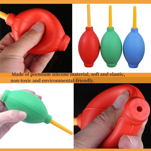 6 Pcs Hand Held Cleaning Tools for Cameras, Watch, Cell Phone, Lenses - Silicone Air Blower for Dust Removal, Ink
