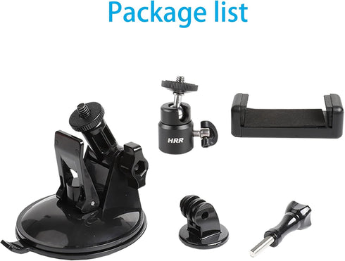 PellKing Action Camera Suction Cup Mount with Adhesive Pad for Vehicle Windshield & Dashboard, Compatible with GoPro