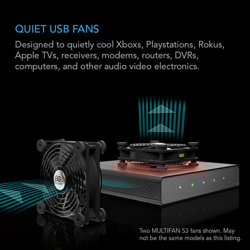 AC Infinity MULTIFAN S1, Quiet 80mm USB Fan, UL-Certified for Receiver DVR Playstation Xbox Computer Cabinet Cooling