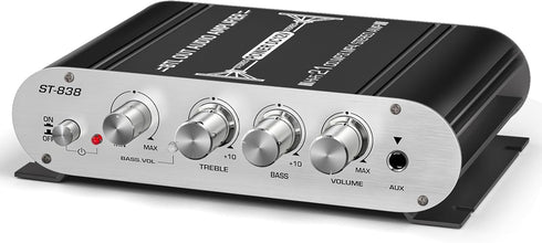 Facmogu ST-838 2.1 Channel HiFi Stereo Subwoofer Amplifier, RMS 20Wx2+40W Mini Digital