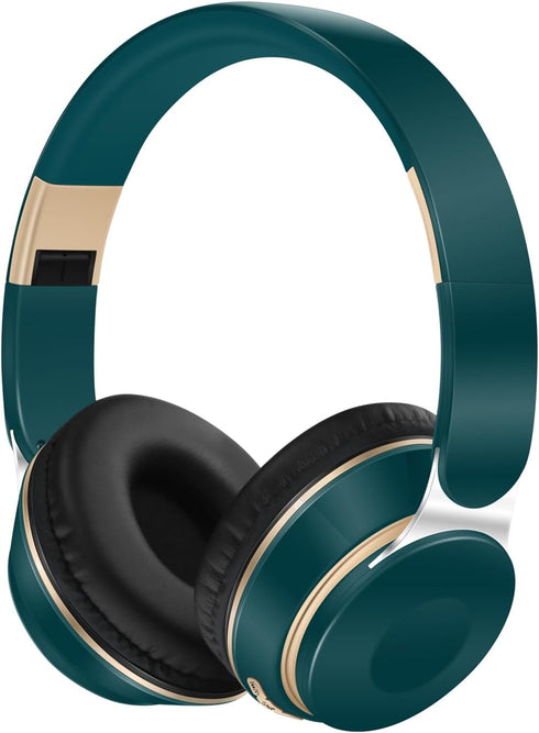 RAT TAIL Bluetooth Headset, Comfortable Over Ear Stereo Wireless Headphones with Mic, 20H Playtime, Deep Green