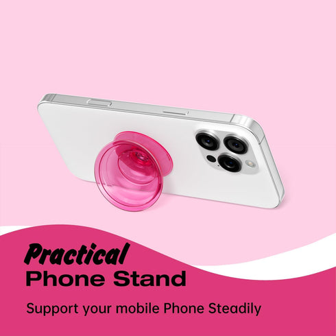 Svanove Adhesive Phone Grip Stand, Cute Silicone Clear Stick on Phone Grip Holder Collapsible Kickstand for iPhone
