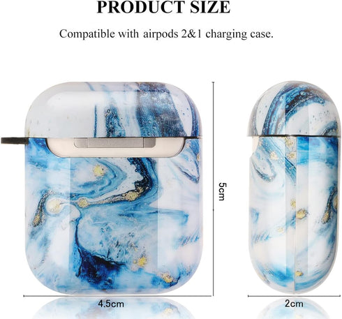 Marble Soft Earphone Case for AirPods, Full Protective TPU Cover Compatible with AirPods 1&2, ZPYOU - Blue Sky