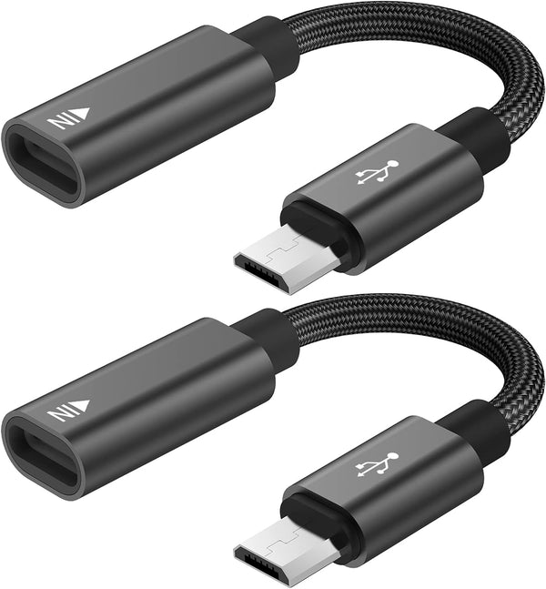 USB C to Micro USB Adapter, KUXIYAN (2 Pack) Type C Female to Micro USB Male Charger Connector for Samsung Galaxy S7