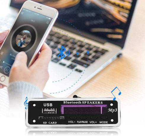 12V MP3 Decoder Module, USB/Bluetooth/SD Card/FM Radio WMA Decoder Board with Remote Control, Hands-Free Call