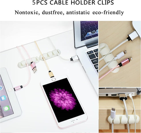 Cord Management Organizer Kit, 2 Cable Sleeves with 41 Self Adhesive Clips, 10pcs and 100 Fastening Cable Ties