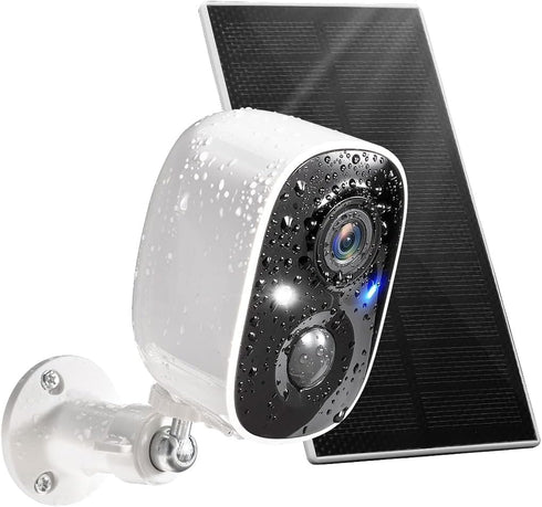 GMK Solar Security Camera Wireless Outdoor, with Solar Panel 2K Color Night Vision