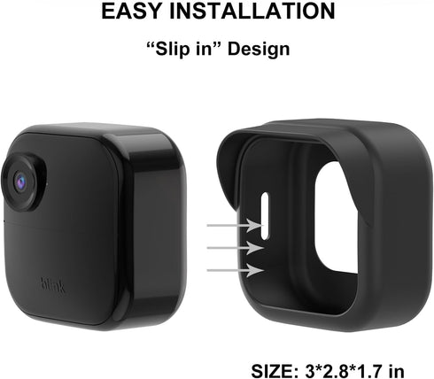 Silicone Case Cover for Blink Outdoor 4 (4th Gen) - Weatherproof Protective Skin with Hat Brim, Black, 3 Pack