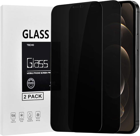 iPhone 12 Pro Max Privacy Screen Protector - Anti Spy Tempered Glass (Edge to Edge, Case Friendly, 2 Pack, 6.7 inch)