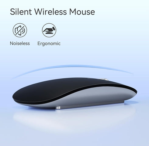 TENMOS M18 Bluetooth Mouse, USB C Rechargeable Wireless Mouse, Triple Mode (Dual Bluetooth+USB) - Matte Black