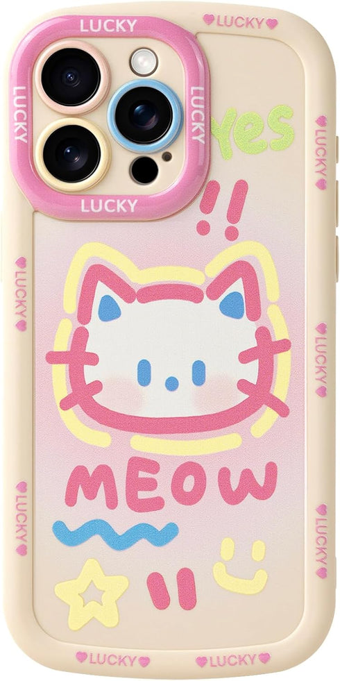 Mouzor Cute Phone Case Compatible with iPhone 15 Pro Max, Big Head Kitty