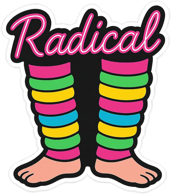 Retro Leg Warmers Sticker - Vibrant 80s Radical Design for Laptops, Water