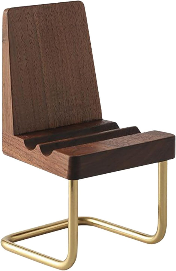 Generic Wooden Phone Stand Small Chair Desk Holder, Compact Mobile Support Mount, Cute