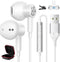 USB Headphone for PC Laptop, Magnetic Wired Earbuds with Microphone Control, Lightweight Noise Cancelling Gaming