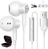 USB Headphone for PC Laptop, Magnetic Wired Earbuds with Microphone Control, Lightweight Noise Cancelling Gaming