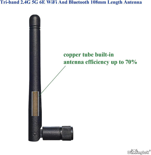 Dixingtek 6E 2.4GHz 5GHz 6GHz 2-Pack WiFi Tri-Band Bluetooth SMA Male Antenna, Compatible with WiFi Router Camera PCI-E