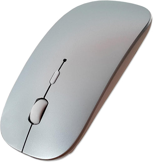 Bluetooth Mouse for Laptop/Tablet/iPhone/Android PC, Rechargeable Slim Quiet Mice Compatible with Windows/Linux, Silver