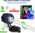 12V/24V 3.0 Dual USB Charger Socket with Touch Switch, Waterproof QC3.0 Fast Charger for Marine, Boat, Motorcycle