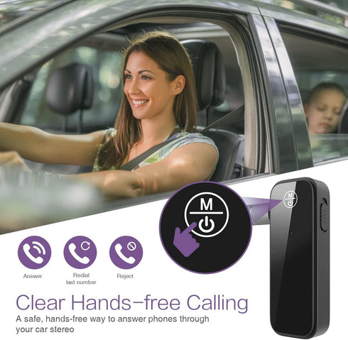 ORIA Bluetooth 5.0 Receiver for Car, Upgraded Aux Bluetooth Adapter, 2 in 1 Transmitter Receiver with Noise Cancelling
