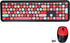 Girl 110Keys Keyboard Mouse Combo, Retro Mixed Color Keyboard with Cute Mouse Set, 1200 DPI 3Keys Mouse for Gaming PC