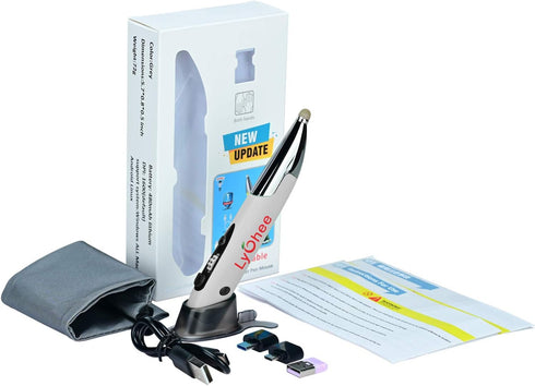 lychee Pocket Pen Mouse, Rechargeable Optical Ergonomic Mouse with Bluetooth and Stylus Function, Grey
