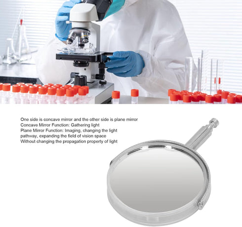 Practical Microscope Reflective Mirror with 360 Degree Rotation, Portable Light Gathering for Observation (Metal