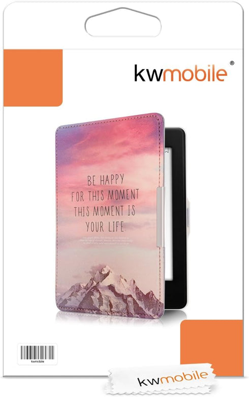 Be Happy Kindle Paperwhite Case - Stylish Cover in Pink, Violet & Coral