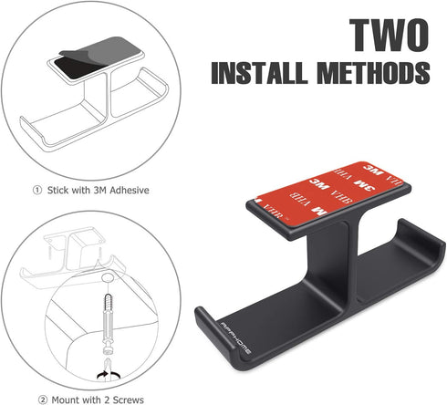 Headphone Hanger Stand, Aluminum Under Desk Hook, Dual Headsets Holder Mount for PC Gaming Accessories