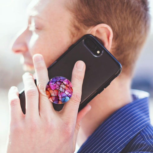 (6 Pack) Collapsible Cell Phone Grip for Smartphones, Expanding Holder - Colorful Rose Gold Marble