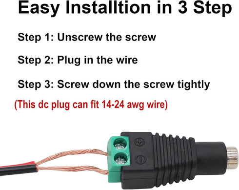 DC Power Jack Plug Adapter, 20 Pairs 12V Male and Female Barrel Connector for CCTV Security Camera System and LED Strip