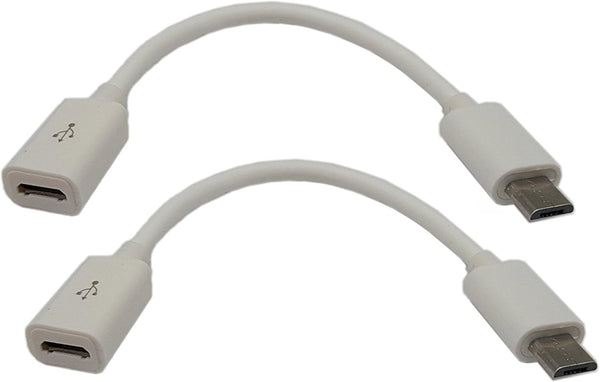 zdyCGTime 4.5" USB Micro Male to Female Sync & Charging Extension Cable (2 Pack, White) for Cellphones/Tablets
