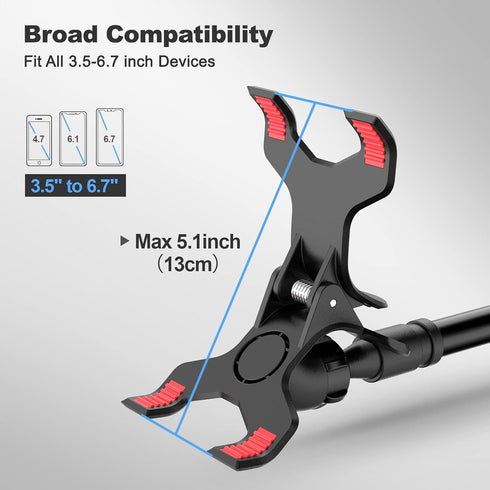 Gooseneck Cell Phone Holder, Universal 360 Flexible Phone Stand Lazy Bracket Mount with Long Arms Clamp for Phone 13