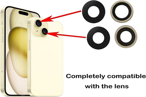 2 Pcs/Set 15 Plus Rear Camera Lens Replacement for iPhone 15, Back Camera Lens Glass Replacement with Repair Tool