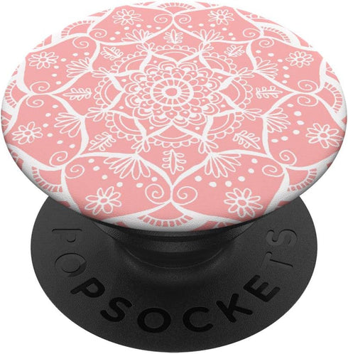 Pink Mandala Boho Chic Flower PopSockets Swappable PopGrip - Cute Bohemian Design