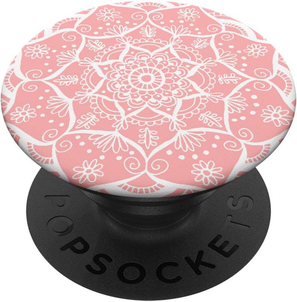 Pink Mandala Boho Chic Flower PopSockets Swappable PopGrip - Cute Bohemian Design