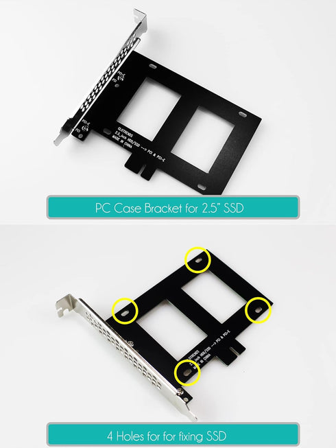 GLOTRENDS 2.5 inch SSD Mounting Bracket with SATA III Cable and SSD Screws, PCIe or PCI Slot Installation