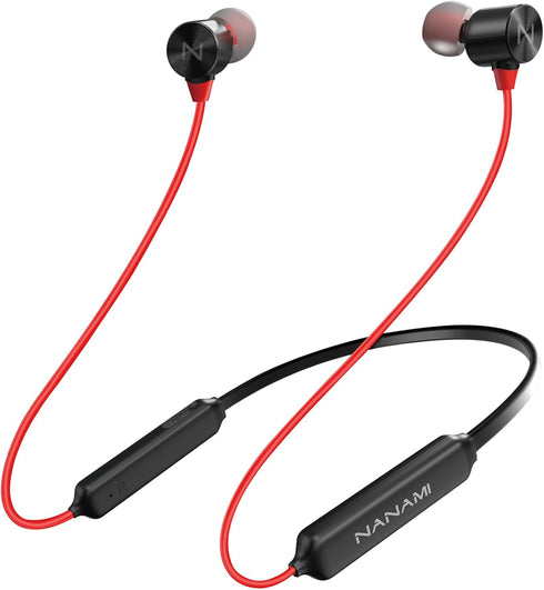 NANAMI Bluetooth Earbuds, 5.3 Wireless Headphones, IPX7 Waterproof, Noise Cancelling Headsets, 18 Hours Playtime (Red)
