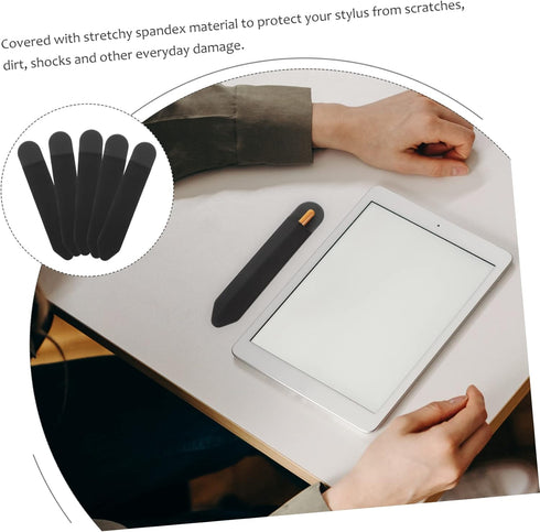 5pcs Adhesive Pen Cap Stylus Sleeve, Protective Pouch Compatible with Pencil Holder Elastic Stylus Pocket