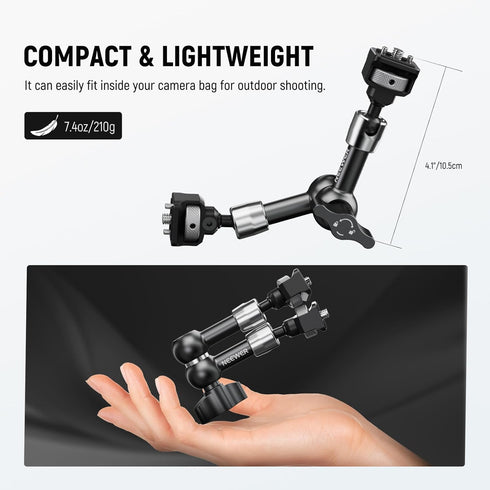 NEEWER 7" Articulating Magic Arm with 360° Ball Heads for ARRI, Camera Monitor Mount with 1/4" Screws