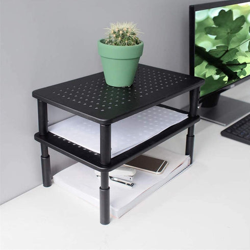 Riser,3 370X235MM 2 Packs,Black Bracwiser Monitor Stand Level Height Adjustable Desktop monitor stand for Computer
