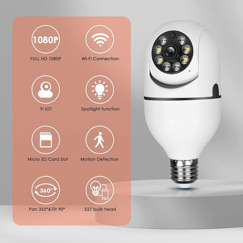 360 Security Cameras Wireless Outdoor, 2.4GHz & 5GHz WiFi Light Bulb1080p Security Camera Wireless Light Socket Smart Cameras for Home Security, Motion Detection, Two-Way Audio (1PC)