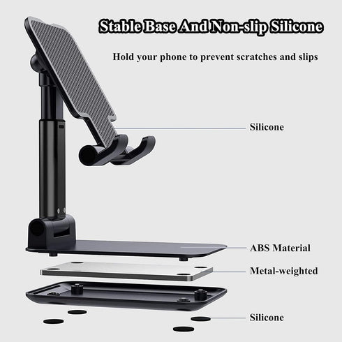 Meetuo 2 16/15/14/13/12/Smartphones Pcs Cell Phone Stand, Adjustable Angle Height Phone Stand for Desk, Fully