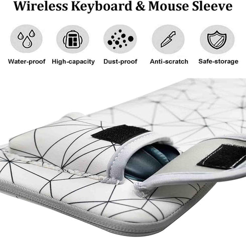 Neoprene Keyboard Carrying Case with Mouse Bag for Logitech MK270 Wireless Keyboard and Mouse Combo (White)