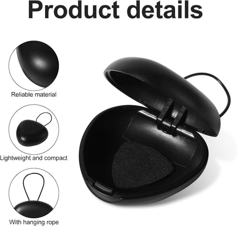 2pcs Ear Plug Carrying Cases, Black Triangular Earbud Holder with Lanyard for Travel and Outdoor Activities