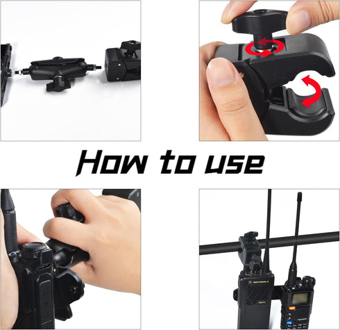 HYSHIKRA Radio Bracket, Microphone Mount Clamp Kit, Ball Head Design, Magic Arm with Clamp and Non-Slip Threads